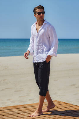 Remsa - Remsa Men's Pool Sea Long Capri Shorts Swimwear RKS-01 Black (1) Remsa - Remsa Men's Pool Sea Long Capri Shorts Swimwear RKS-01 Black (1)