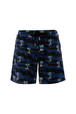 Lapieno - Remsa Men's Pool Swim Shorts Palm Tree Patterned Alna S127 Dark Navy Blue Lapieno - Remsa Men's Pool Swim Shorts Palm Tree Patterned Alna S127 Dark Navy Blue