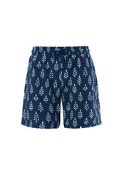 Lapieno - Remsa Men's Pool Swim Shorts Sapling Patterned Chike S135 Dark Navy Blue