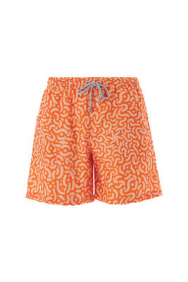 Lapieno - Remsa Men's Pool Swim Shorts Patterned Damerea S137 Orange