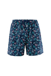 Lapieno - Remsa Men's Pool Swim Shorts Pink Green Blue Palm Tree Patterned Ade S120 Dark Navy Blue