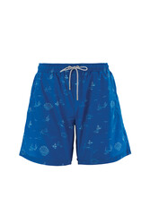 Lapieno - Remsa Men's Pool Swim Shorts Sea Patterned Ajany S124 Petrol Blue 