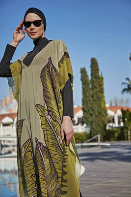 Remsa - Remsa Modest Swimsuit Design One-Piece Kaftan Pareo RDP001 Large Leaves (1) Remsa - Remsa Modest Swimsuit Design One-Piece Kaftan Pareo RDP001 Large Leaves (1)