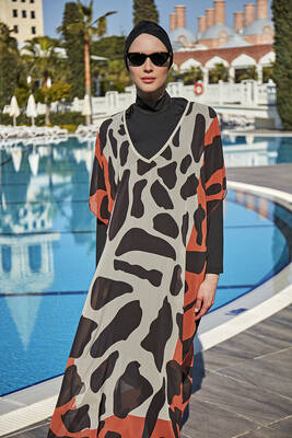 Remsa - Remsa Modest Swimsuit Design One-Piece Kaftan Pareo RDP002 Large Dots Remsa - Remsa Modest Swimsuit Design One-Piece Kaftan Pareo RDP002 Large Dots