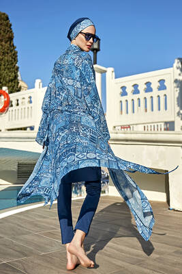 Remsa - Remsa Modest Swimsuit with Single Kaftan Kimono Pareo RP012 Rabia (1) Remsa - Remsa Modest Swimsuit with Single Kaftan Kimono Pareo RP012 Rabia (1)