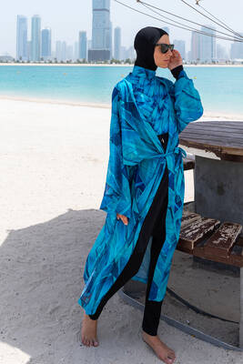 Remsa - Remsa Modest Swimsuit with Single Kaftan Kimono Pareo RP014 Berrin (1) Remsa - Remsa Modest Swimsuit with Single Kaftan Kimono Pareo RP014 Berrin (1)