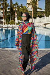 Remsa Mayo - Remsa Modest Swimsuit with Single Kaftan Kimono Pareo RP016 Tetris (1)