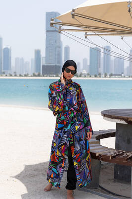 Remsa - Remsa Modest Swimsuit with Single Kaftan Kimono Pareo RP020 Alina (1) Remsa - Remsa Modest Swimsuit with Single Kaftan Kimono Pareo RP020 Alina (1)