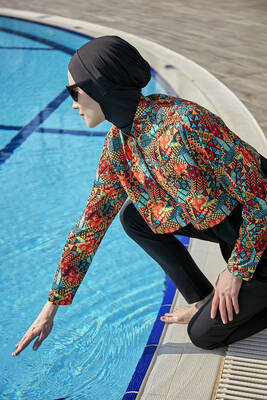 Remsa - Remsa Parachute Front-Covered Full Coverage Modest Swimwear R117 Büşra Remsa - Remsa Parachute Front-Covered Full Coverage Modest Swimwear R117 Büşra