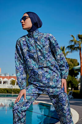 Remsa - Remsa Parachute Full Cover Hijab Swimsuit R4702 Shells Remsa - Remsa Parachute Full Cover Hijab Swimsuit R4702 Shells