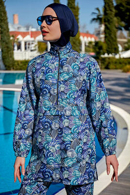 Remsa - Remsa Parachute Full Cover Hijab Swimsuit R4702 Shells (1) Remsa - Remsa Parachute Full Cover Hijab Swimsuit R4702 Shells (1)