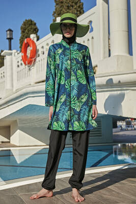 Remsa - Remsa Parachute Full Coverage Modest Swimsuit R048 Zarda (1) Remsa - Remsa Parachute Full Coverage Modest Swimsuit R048 Zarda (1)