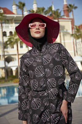 Remsa - Covered Front Parachute Full-Coverage Modest Swimwear Set Midye