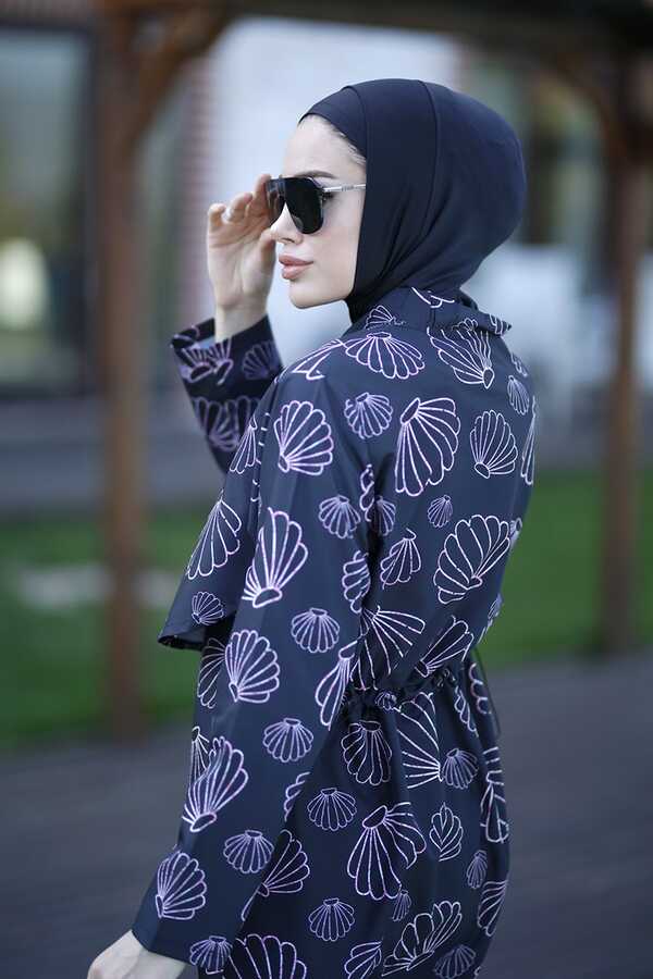 Covered Front Parachute Full-Coverage Modest Swimwear Set Midye - Thumbnail