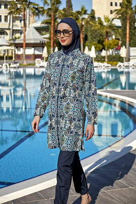 Remsa - Remsa Paraşüt Fully Covered Hijab Swimsuit R122 İznik Remsa - Remsa Paraşüt Fully Covered Hijab Swimsuit R122 İznik