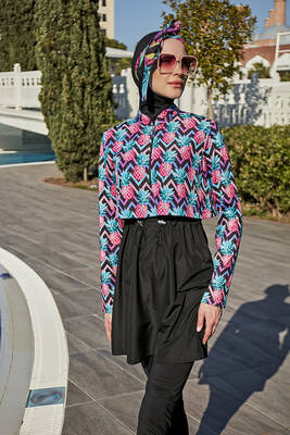 Remsa Mayo - Remsa Paraşüt Önü Kapaklı Tam Kapalı Tesettür Mayo R114 Ananas (1)