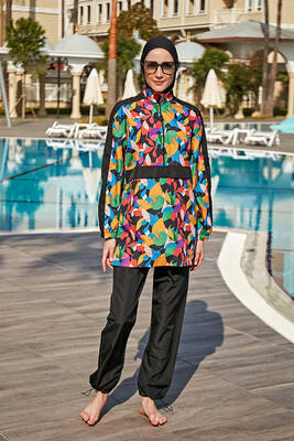 Remsa Mayo - Remsa Paraşüt Tam Kapalı Tesettür Mayo R4703 Sariye SİYAH