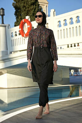 Remsa Mayo - Remsa Paraşüt Tam Kapalı Tesettür Mayo Yaprak Tema 2115 Hülya