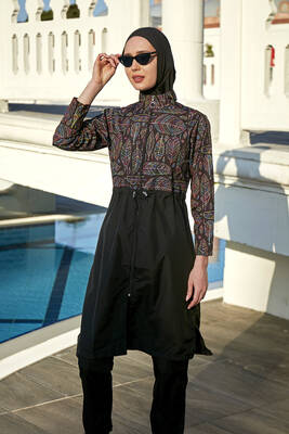 Remsa Mayo - Remsa Paraşüt Tam Kapalı Tesettür Mayo Yaprak Tema 2115 Hülya (1)