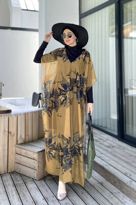 Remsa - Remsa Patterned Single Kaftan Pareo 430-310 Butterfly for Modest Swimwear (1)