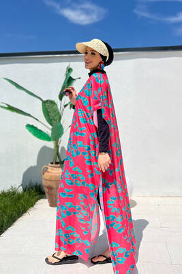 Remsa - Remsa Patterned Single Kaftan Pareo 430-311 Narcissus for Modest Swimwear