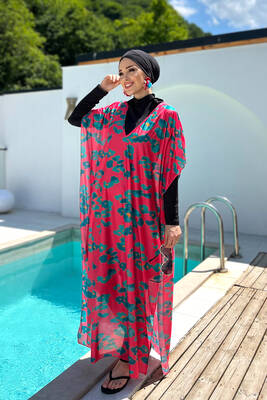 Remsa - Remsa Patterned Single Kaftan Pareo 430-311 Narcissus for Modest Swimwear (1)