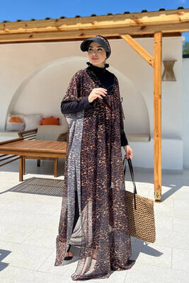 Remsa - Remsa Patterned Single Kaftan Pareo 430-313 Leopard for Modest Swimwear (1) Remsa - Remsa Patterned Single Kaftan Pareo 430-313 Leopard for Modest Swimwear (1)