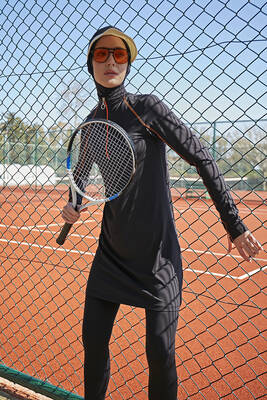 Remsa - Remsa Performance Lycra Fully Covered Swimsuit R043 Orange Black (1) Remsa - Remsa Performance Lycra Fully Covered Swimsuit R043 Orange Black (1)