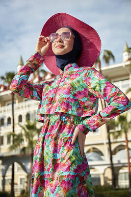 Remsa - Remsa R112 Ayşe Full Cover Islamic Swimsuit with Front Cover