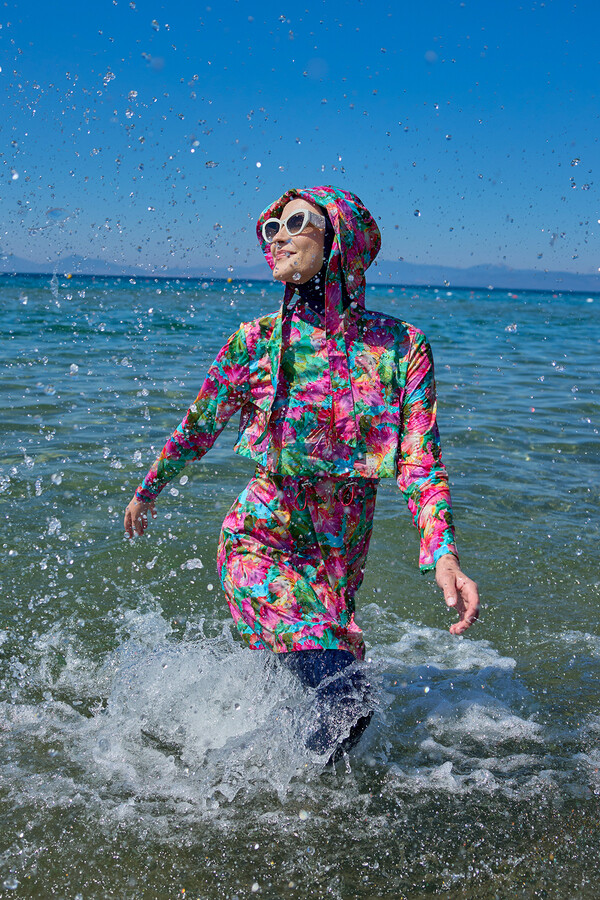 Remsa R112 Ayşe Full Cover Islamic Swimsuit with Front Cover - Thumbnail