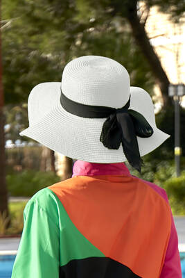 Remsa - Remsa Ribbon Detail Straw Hat White RŞ-48
