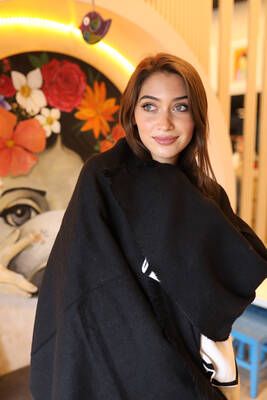 Remsa - Remsa Soft Textured Thick Plain Scarf Shoulder Shawl 70X180 cm 1206 Black (1)