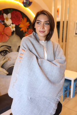 Remsa - Remsa Soft Textured Thick Plain Scarf Shoulder Shawl 70X180 cm 1206 Gray
