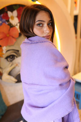 Remsa - Remsa Soft Textured Thick Plain Scarf Shoulder Shawl 70X180 cm 1206 Lilac (1)