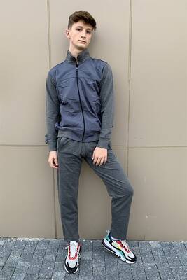 Remsa Spor - Remsa Spor Likralı Penye Erkek Eşofman Takımı Gri