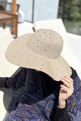 Remsa Mayo - Remsa Stone-Embellished Straw Hat RŞ-96 Beige