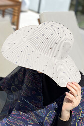Remsa Mayo - Remsa Stone-Embellished Straw Hat RŞ-96 White