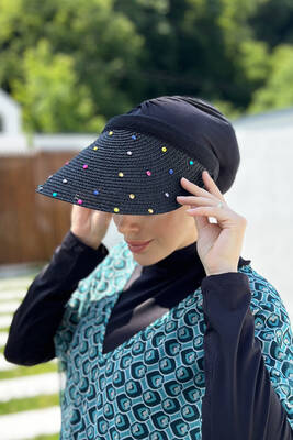 Remsa - Remsa Stone Visor Straw Hat Sunscreen Visor RŞ-100 Black (1)