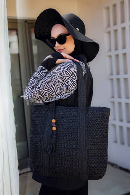 Remsa - Remsa Straw Beach Bag 009 Black (1)