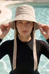 Remsa - Remsa Striped Bucket Hat RSBUC-01 Beige