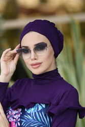 Remsa Mayo - Remsa Swim Cap With Shirred Detail R-1001 Purple