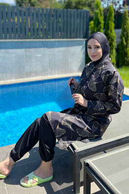 Remsa - Remsa Swimsuit Front Covered Parachute Fully Covered Hijab Swimsuit Gevher (1)