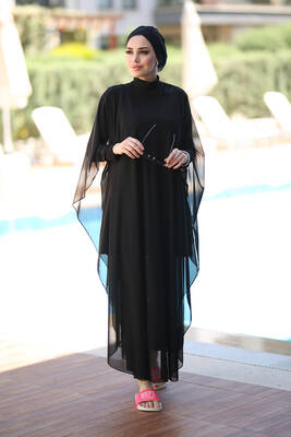 Remsa - Remsa Swimsuit Hijab Swimwear Over Patterned Single Caftan Pareo RP001 Black (1) Remsa - Remsa Swimsuit Hijab Swimwear Over Patterned Single Caftan Pareo RP001 Black (1)
