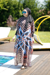 Remsa Mayo - Remsa Swimwear Patterned Single Kaftan Pareo Star Rope on Hijab Swimsuit