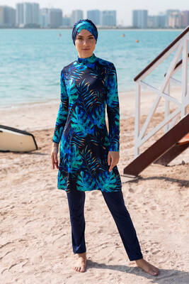 Remsa - Remsa Swimsuit Lycra Full Coverage Hijab Swimsuit R056 Tropical Remsa - Remsa Swimsuit Lycra Full Coverage Hijab Swimsuit R056 Tropical