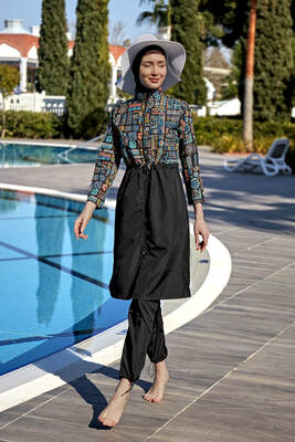 Remsa - Remsa Swimsuit Parachute Fully Closed Hijab Swimsuit R051 İmran (1)