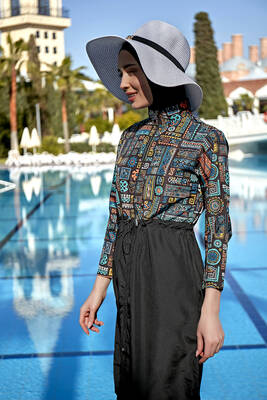 Remsa - Remsa Swimsuit Parachute Fully Closed Hijab Swimsuit R051 İmran