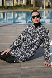 Remsa Mayo - Large Size Fully Covered Hijab Swimsuit 0595 Dark Navy Blue Maresiva Remsa Swimwear