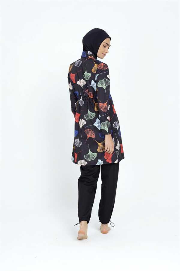 Emayo Fully Covered Hijab Swimsuit Sea Swimwear 2003 Patterned Ruken Purple Batik - Thumbnail