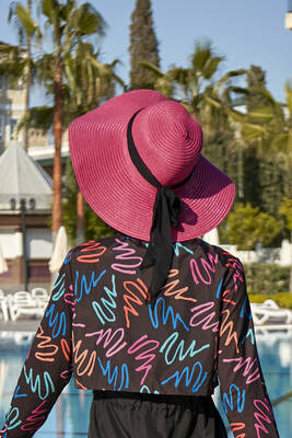 Remsa - Remsa Swimsuit Ribbon Detailed Straw Hat Fuchsia RŞ-73 (1) Remsa - Remsa Swimsuit Ribbon Detailed Straw Hat Fuchsia RŞ-73 (1)